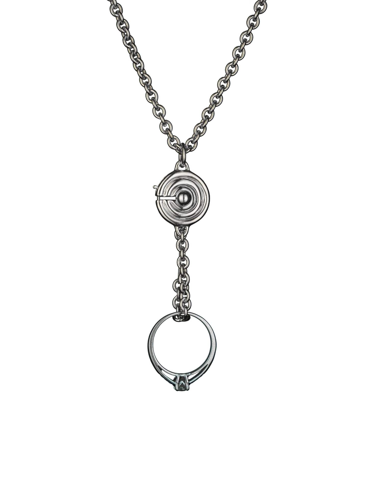 Collier Esculape en argent avec une bague